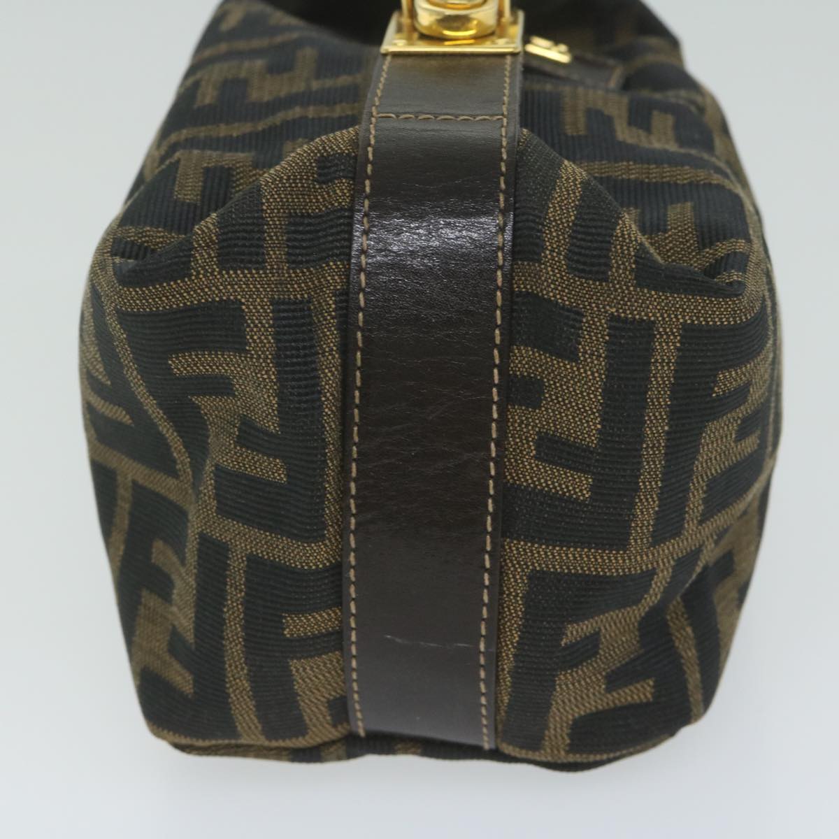 FENDI Zucca Canvas Hand Bag Black Brownfm3015