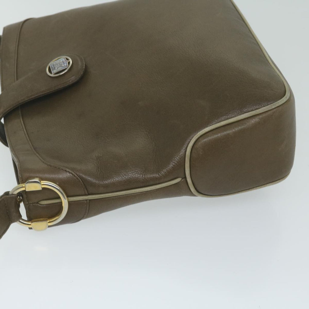 CELINE Shoulder Bag Leather Brown Auth fm3022