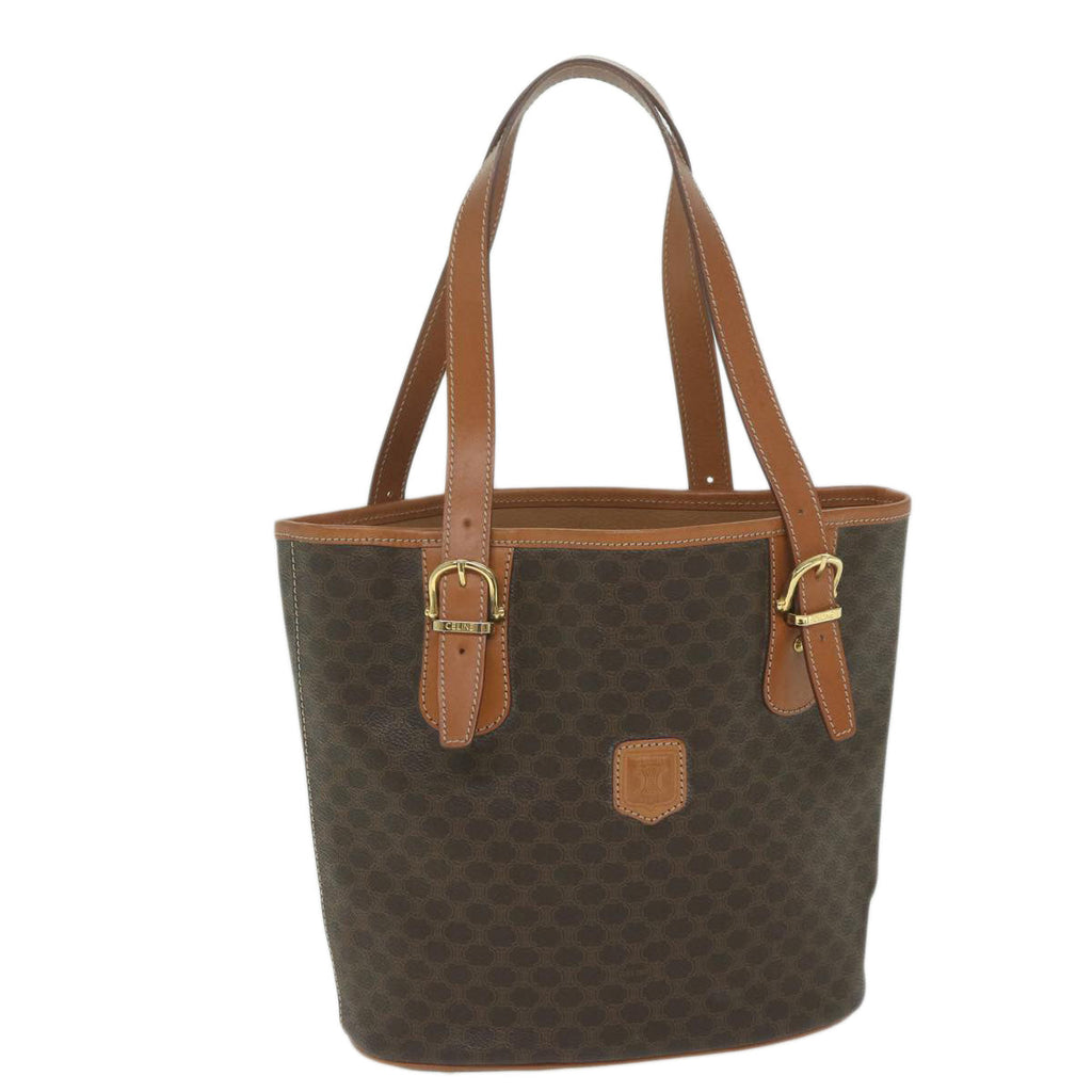 CELINE Macadam Canvas Tote Bag PVC Leather Brown  fm3033