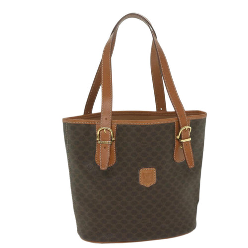 CELINE Macadam Canvas Tote Bag PVC Leather Brown  fm3033