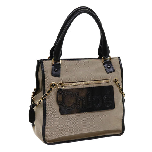 Chloe Harley Hand Bag Canvas Leather Beige fm3111
