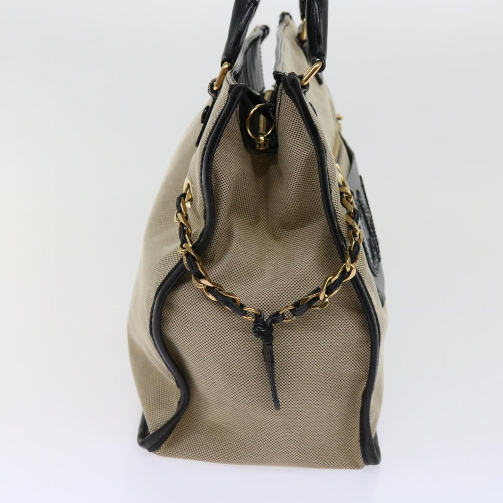 Chloe Harley Hand Bag Canvas Leather Beige fm3111