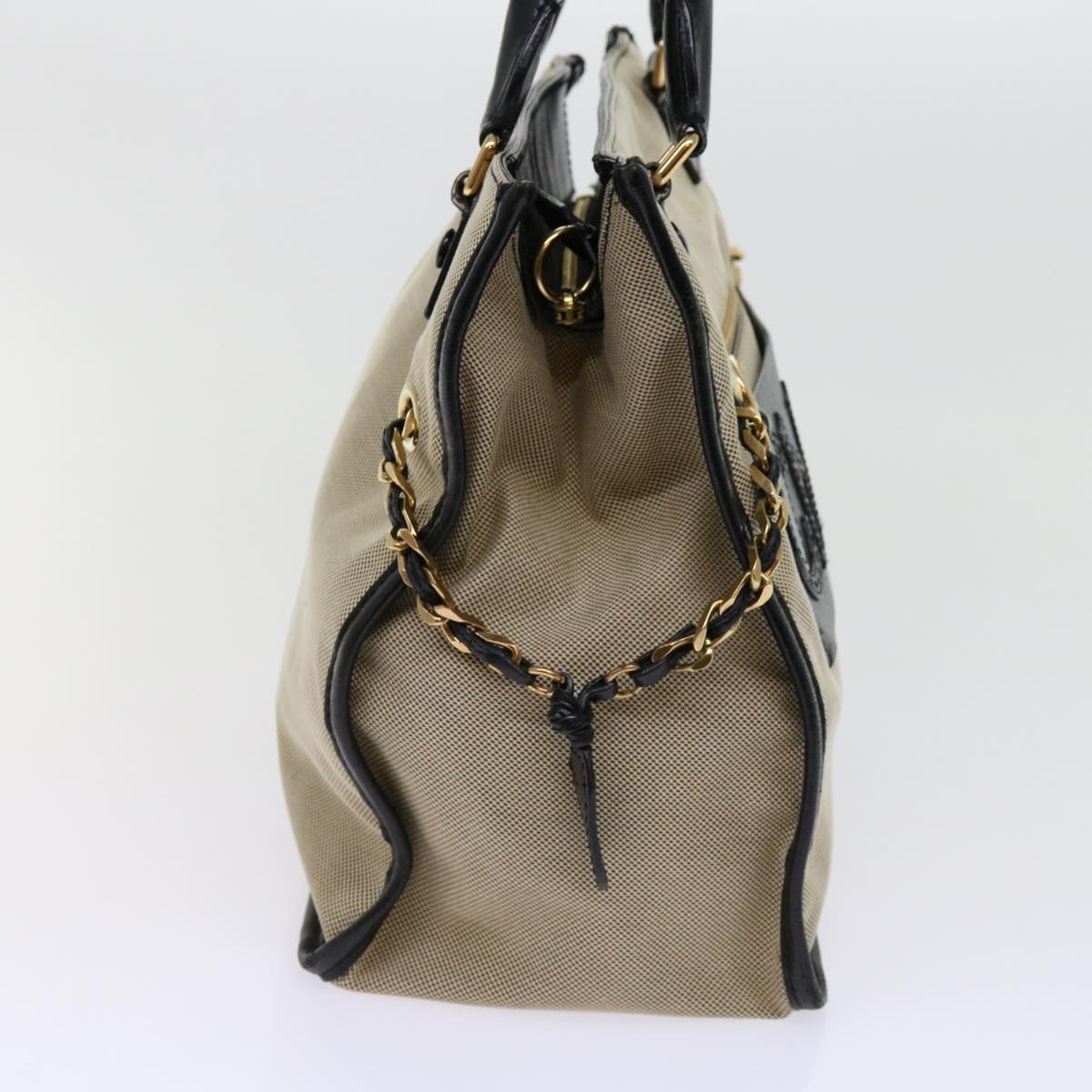 Chloe Harley Hand Bag Canvas Leather Beige fm3111