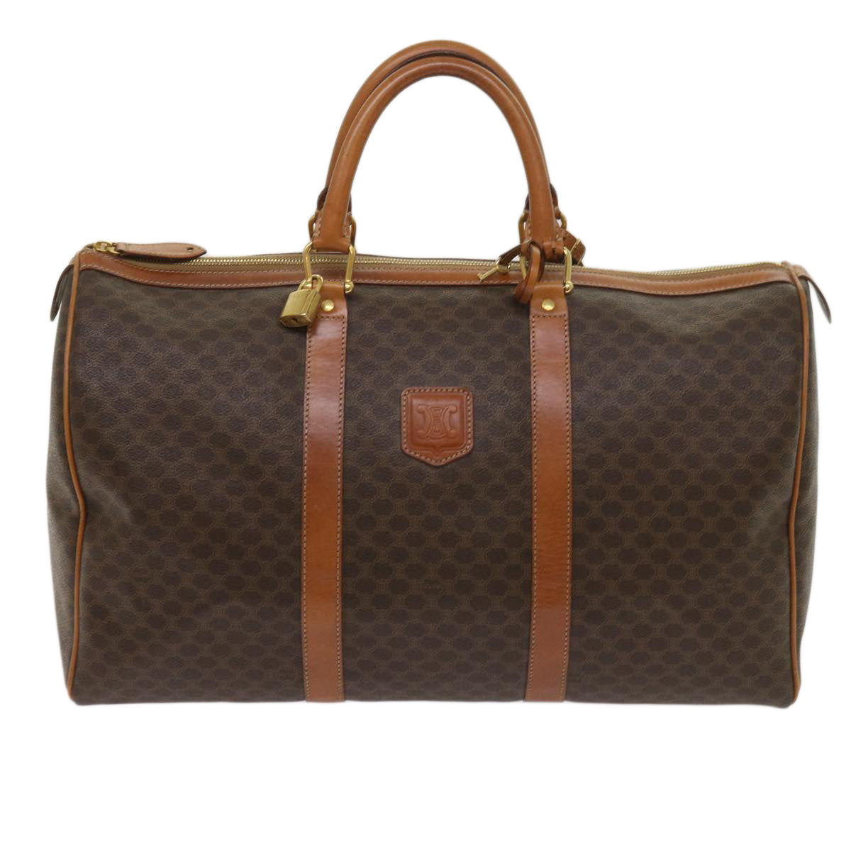 CELINE Macadam Canvas Boston Bag PVC Brown  fm3128