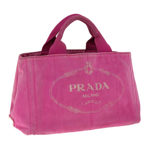 PRADA Canapa PM Hand Bag Canvas Pink  fm3153