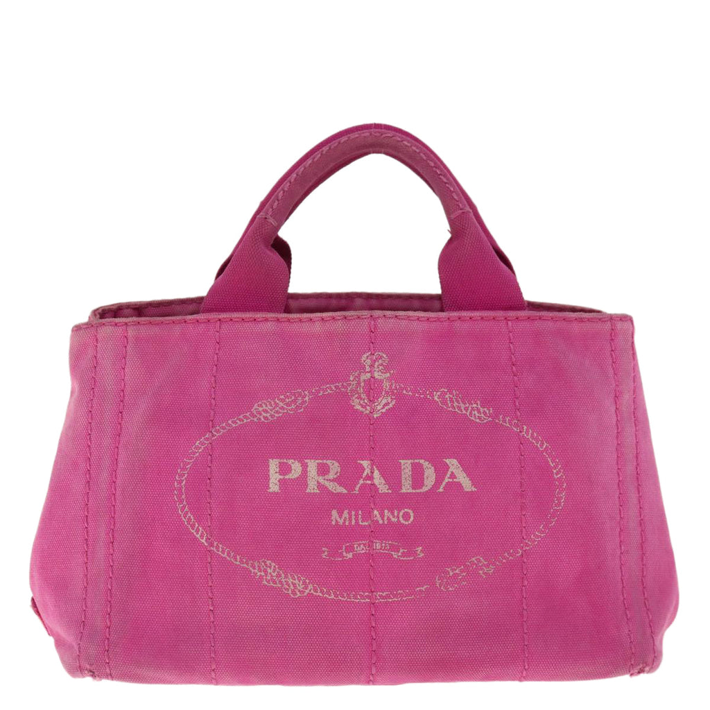 PRADA Canapa PM Hand Bag Canvas Pink  fm3153