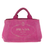 PRADA Canapa PM Hand Bag Canvas Pink  fm3153