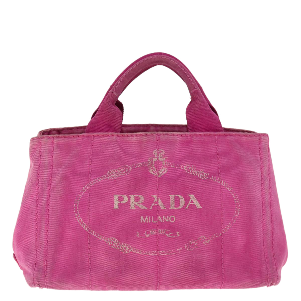 PRADA Canapa PM Hand Bag Canvas Pink  fm3153