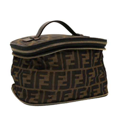 FENDI Zucca Canvas Vanity Pouch Brown Blackfm3154