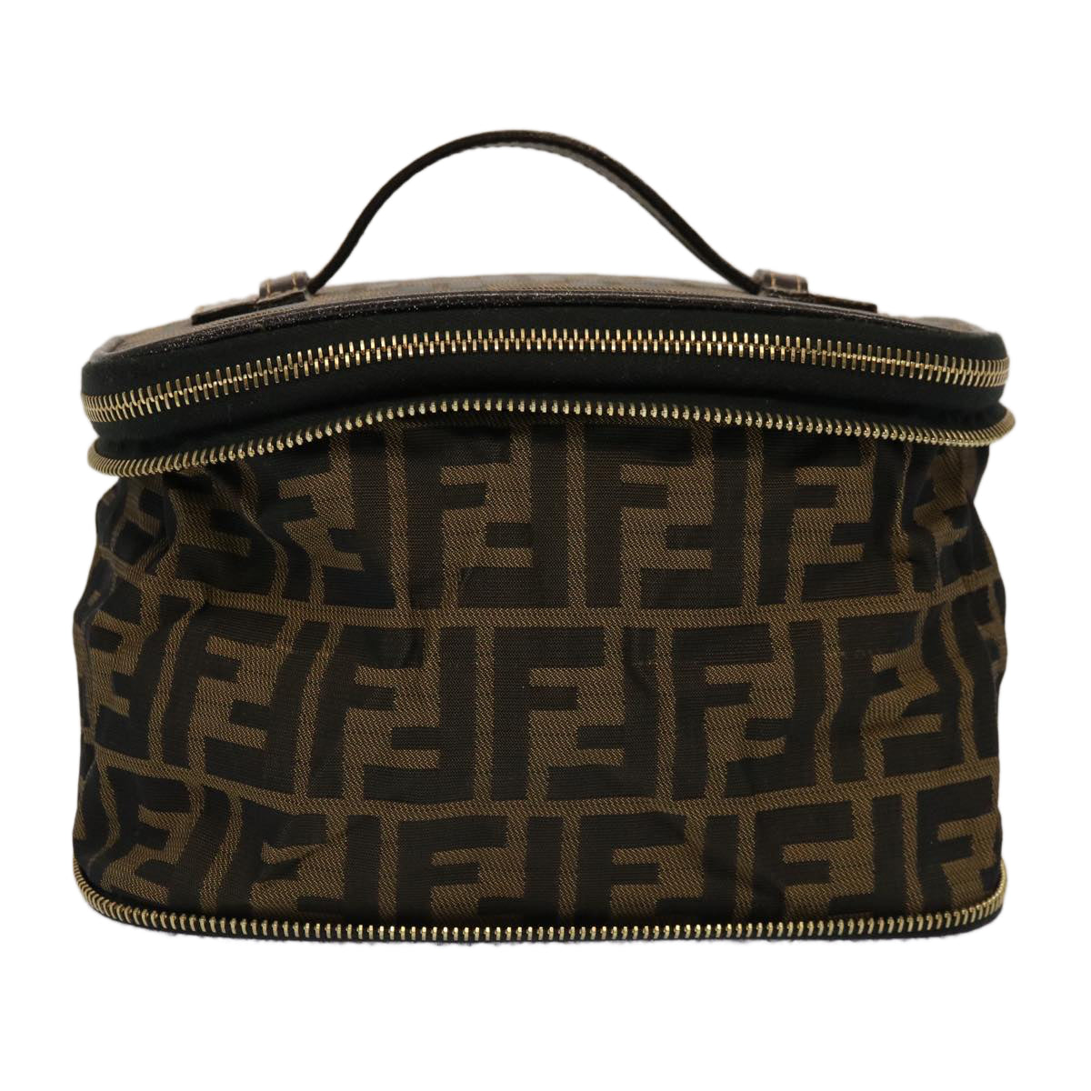 FENDI Zucca Canvas Vanity Pouch Brown Blackfm3154