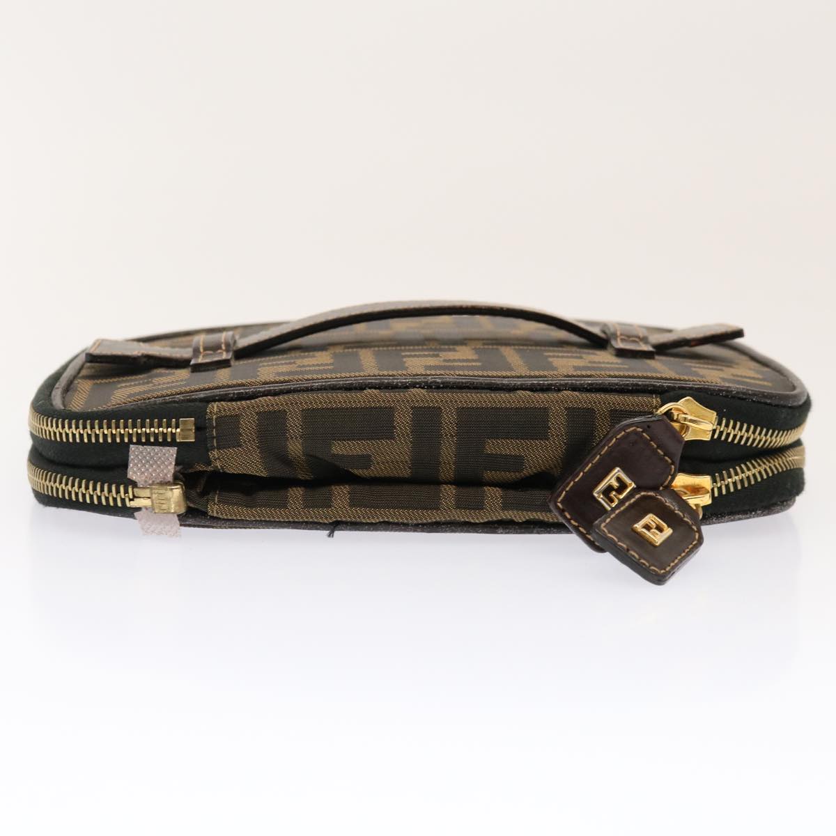FENDI Zucca Canvas Vanity Pouch Brown Blackfm3154