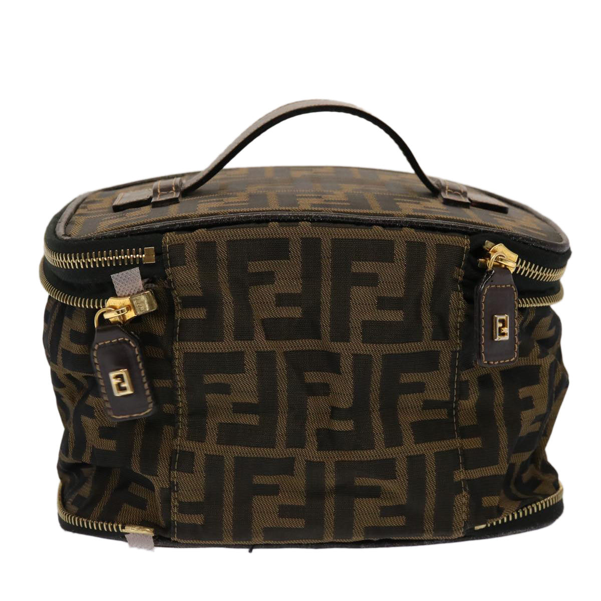 FENDI Zucca Canvas Vanity Pouch Brown Blackfm3154