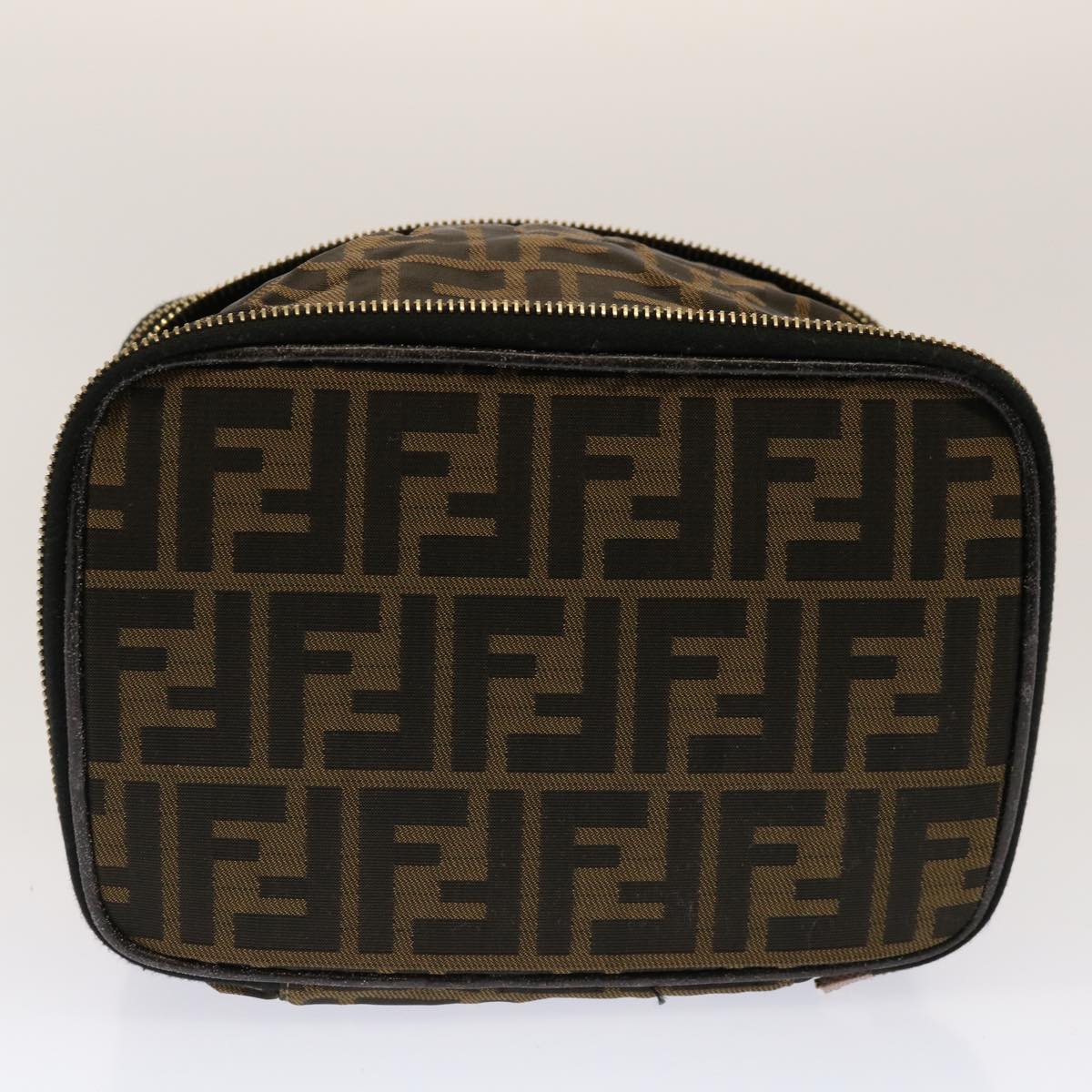 FENDI Zucca Canvas Vanity Pouch Brown Blackfm3154