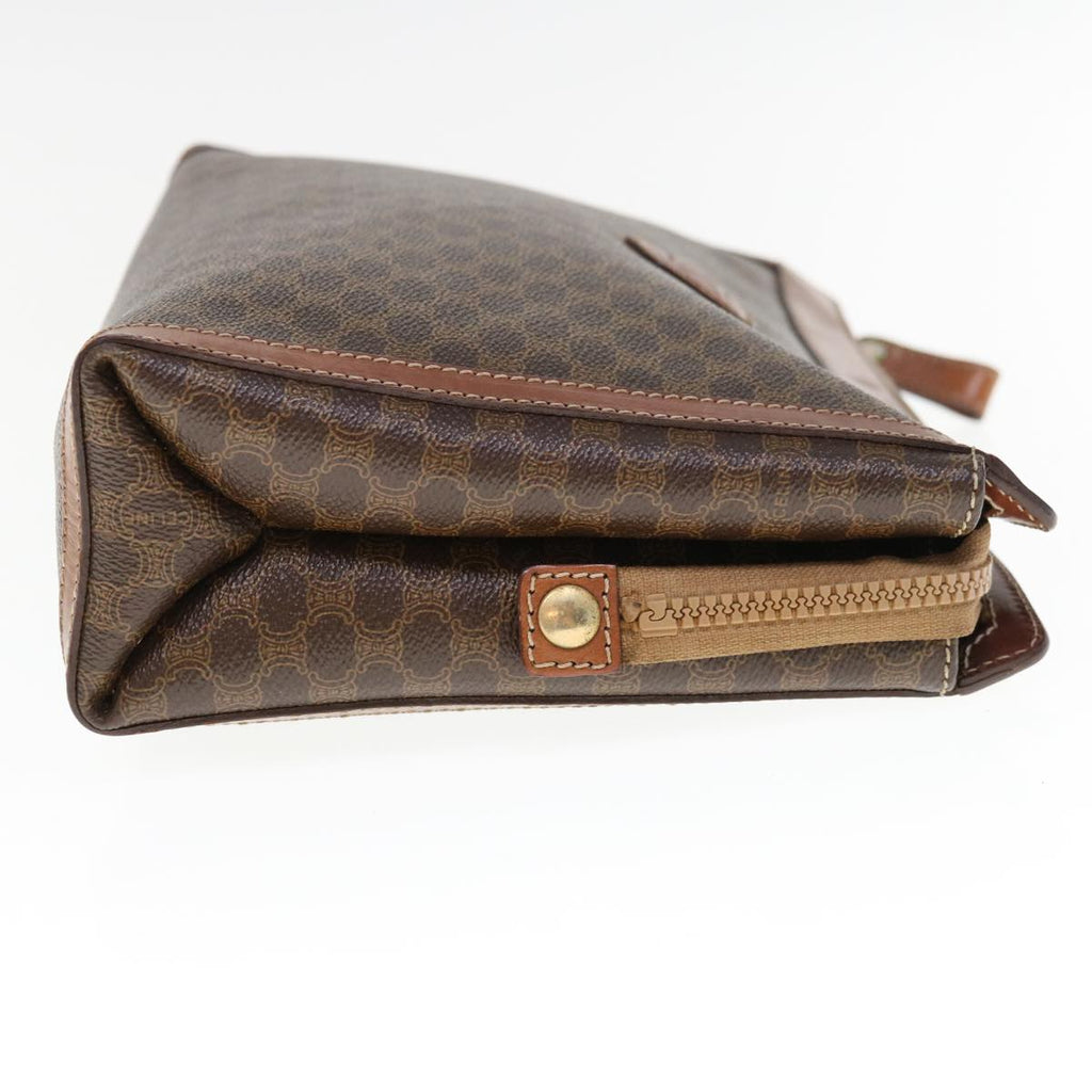 CELINE Macadam Canvas Clutch Bag PVC Leather Brown  fm3157