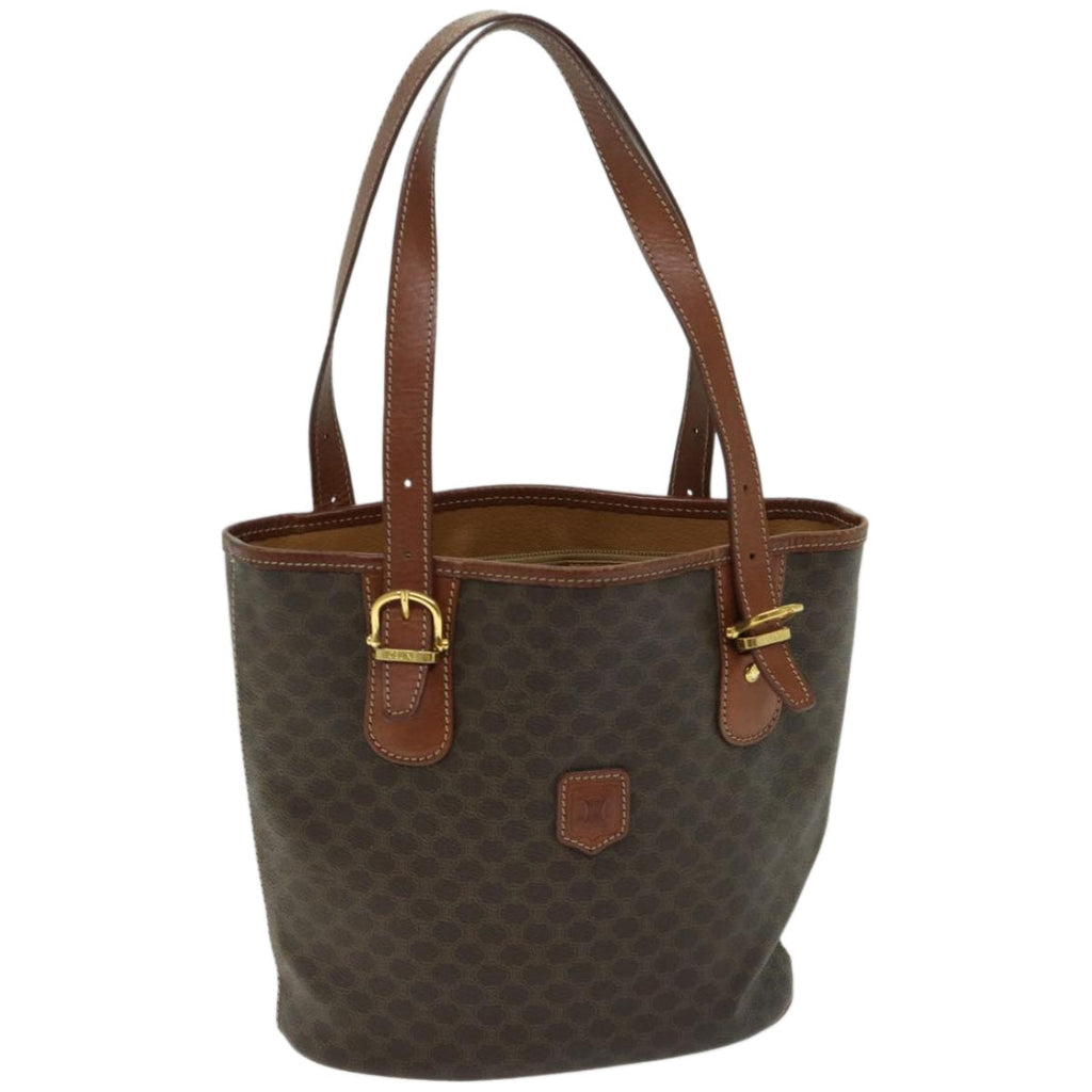 CELINE Macadam Canvas Tote Bag PVC Brown  fm3196