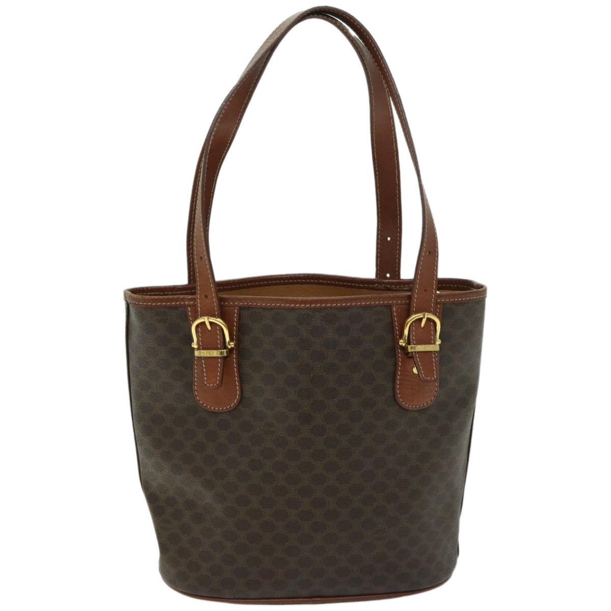 CELINE Macadam Canvas Tote Bag PVC Brown  fm3196