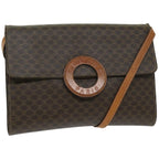 CELINE Macadam Canvas Circle Shoulder Bag PVC Leather Brown  fm3202