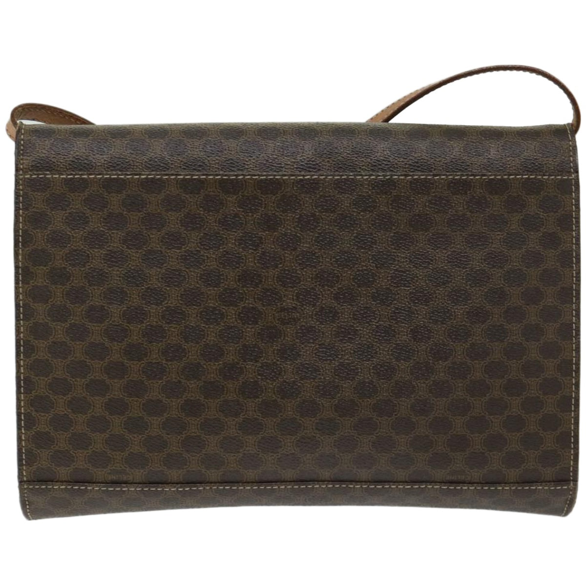 CELINE Macadam Canvas Circle Shoulder Bag PVC Leather Brown  fm3202