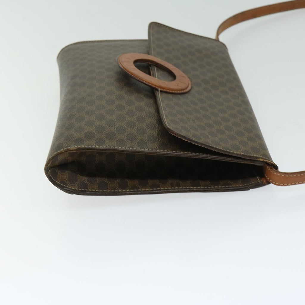 CELINE Macadam Canvas Circle Shoulder Bag PVC Leather Brown  fm3202