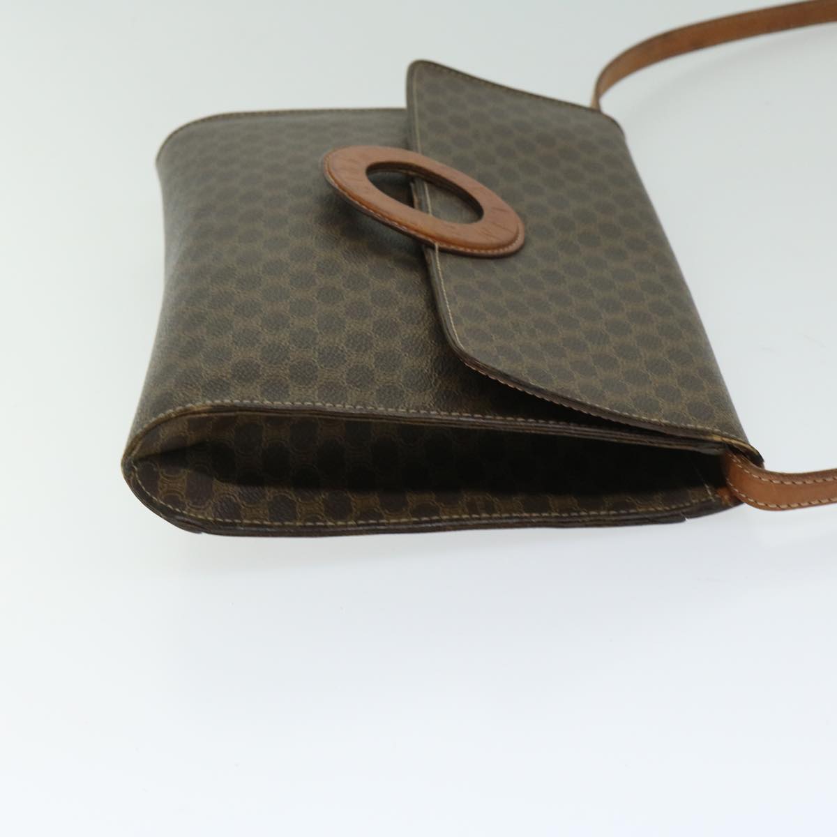 CELINE Macadam Canvas Circle Shoulder Bag PVC Leather Brown  fm3202