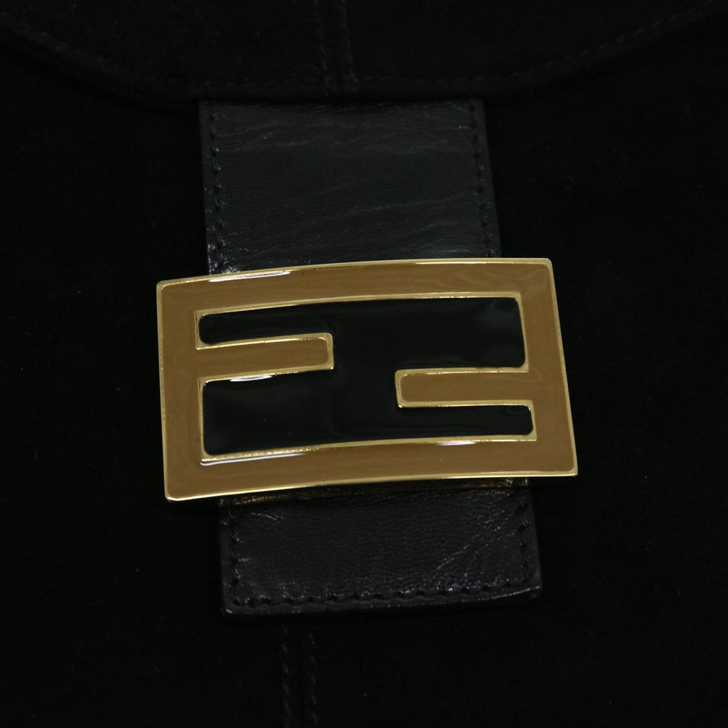 FENDI Mamma Baguette Shoulder Bag Suede Blackfm3241
