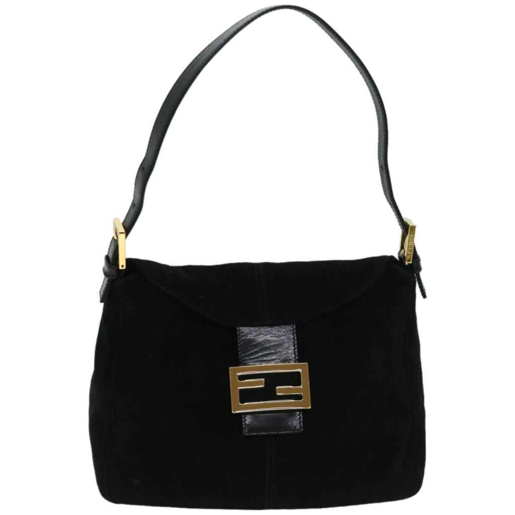 FENDI Mamma Baguette Shoulder Bag Suede Blackfm3241
