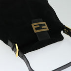 FENDI Mamma Baguette Shoulder Bag Suede Blackfm3241