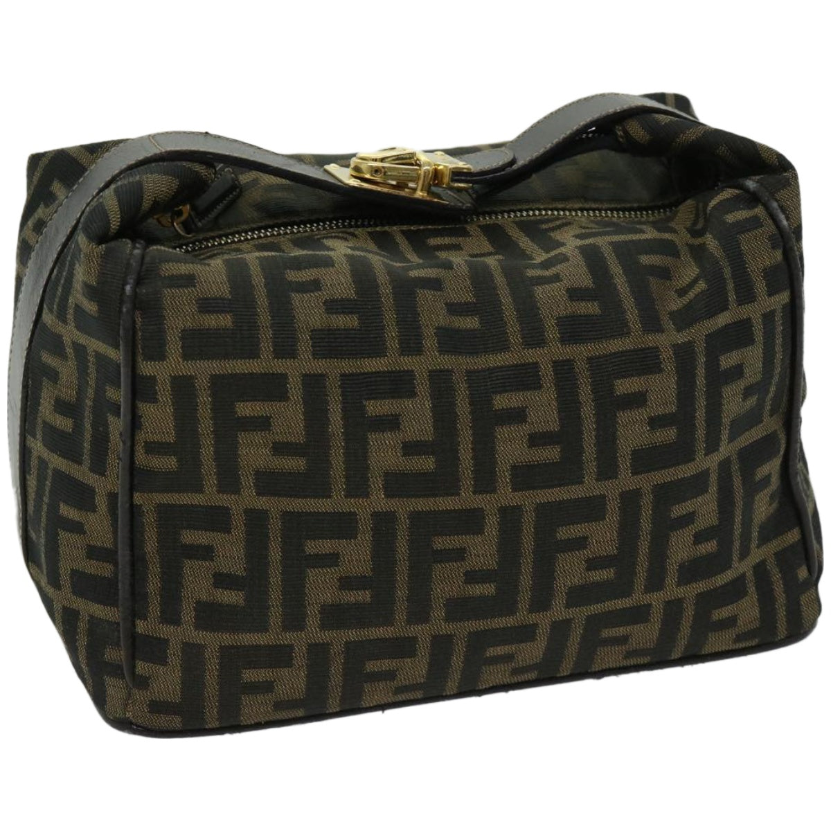 FENDI Zucca Canvas Hand Bag Black Brownfm3243