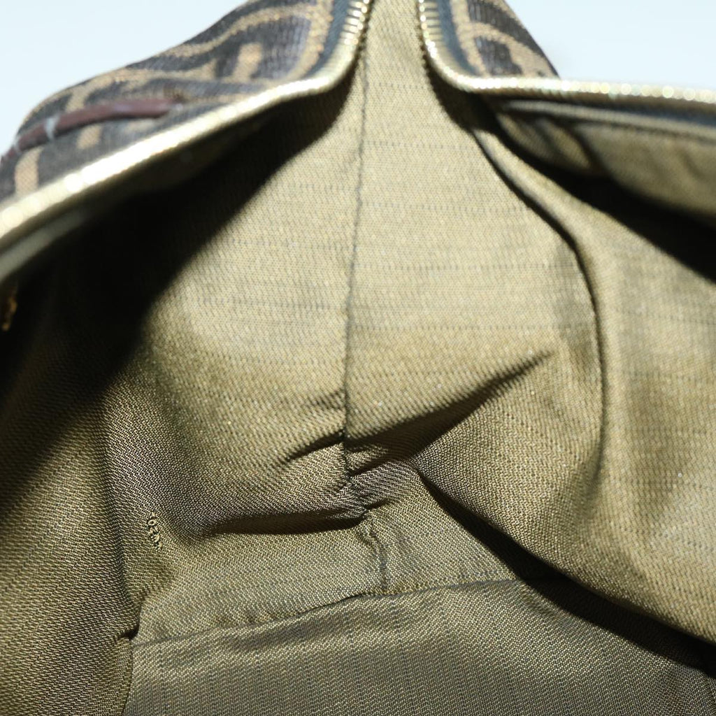 FENDI Zucca Canvas Hand Bag Black Brownfm3243