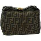 FENDI Zucca Canvas Hand Bag Black Brownfm3243