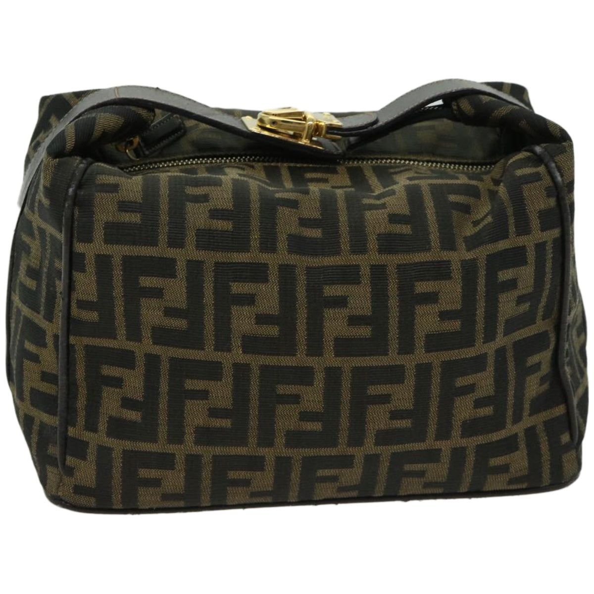 FENDI Zucca Canvas Hand Bag Black Brownfm3243