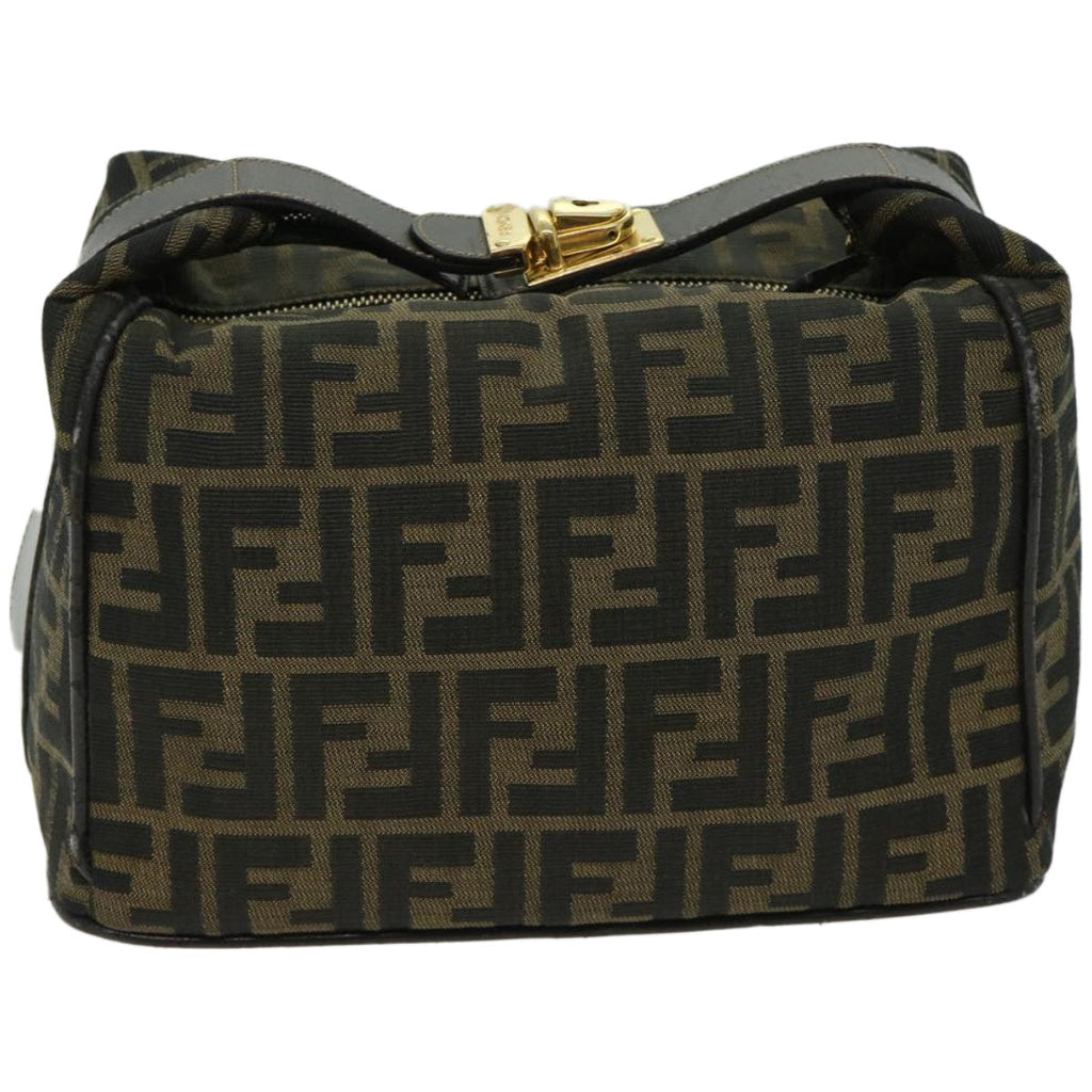 FENDI Zucca Canvas Hand Bag Black Brownfm3243