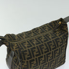 FENDI Zucca Canvas Hand Bag Black Brownfm3243