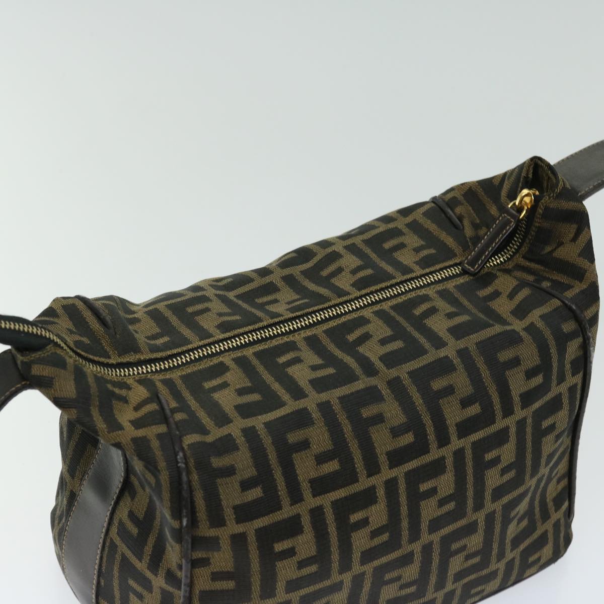 FENDI Zucca Canvas Hand Bag Black Brownfm3243