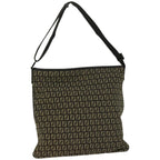 FENDI Zucchino Canvas Mamma Baguette Shoulder Bag Brownfm3245
