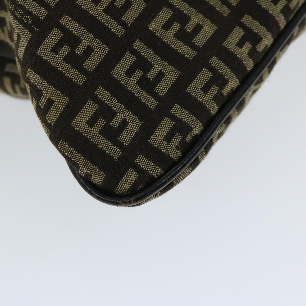 FENDI Zucchino Canvas Mamma Baguette Shoulder Bag Brownfm3245