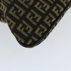 FENDI Zucchino Canvas Mamma Baguette Shoulder Bag Brownfm3245