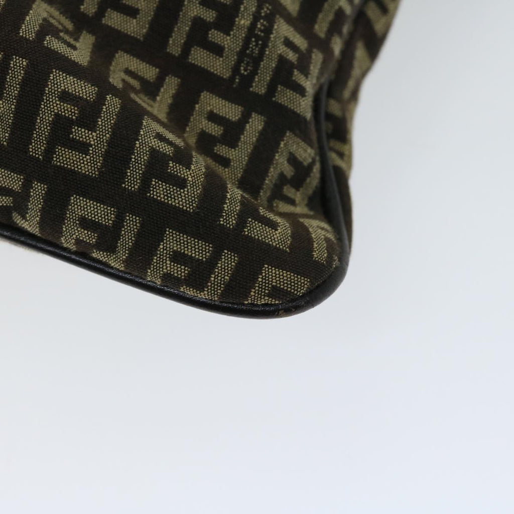 FENDI Zucchino Canvas Mamma Baguette Shoulder Bag Brownfm3245