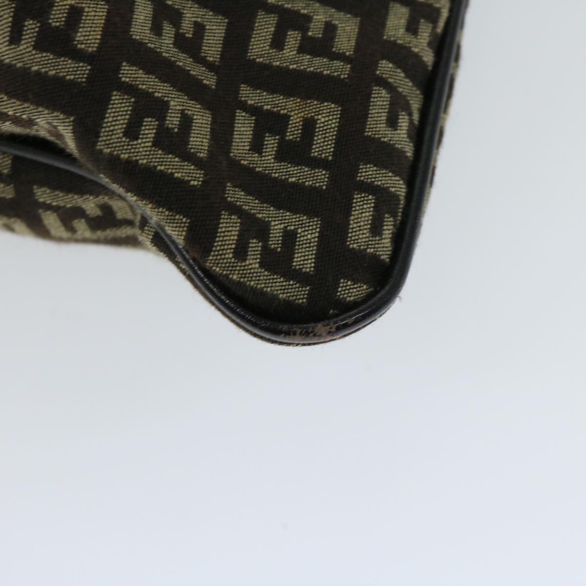 FENDI Zucchino Canvas Mamma Baguette Shoulder Bag Brownfm3245