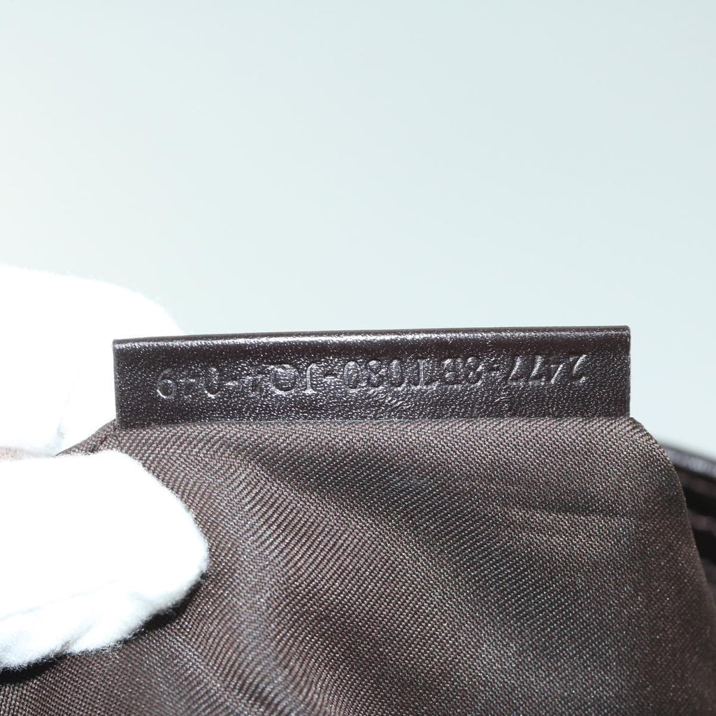 FENDI Zucchino Canvas Mamma Baguette Shoulder Bag Brownfm3245