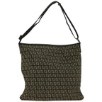 FENDI Zucchino Canvas Mamma Baguette Shoulder Bag Brownfm3245