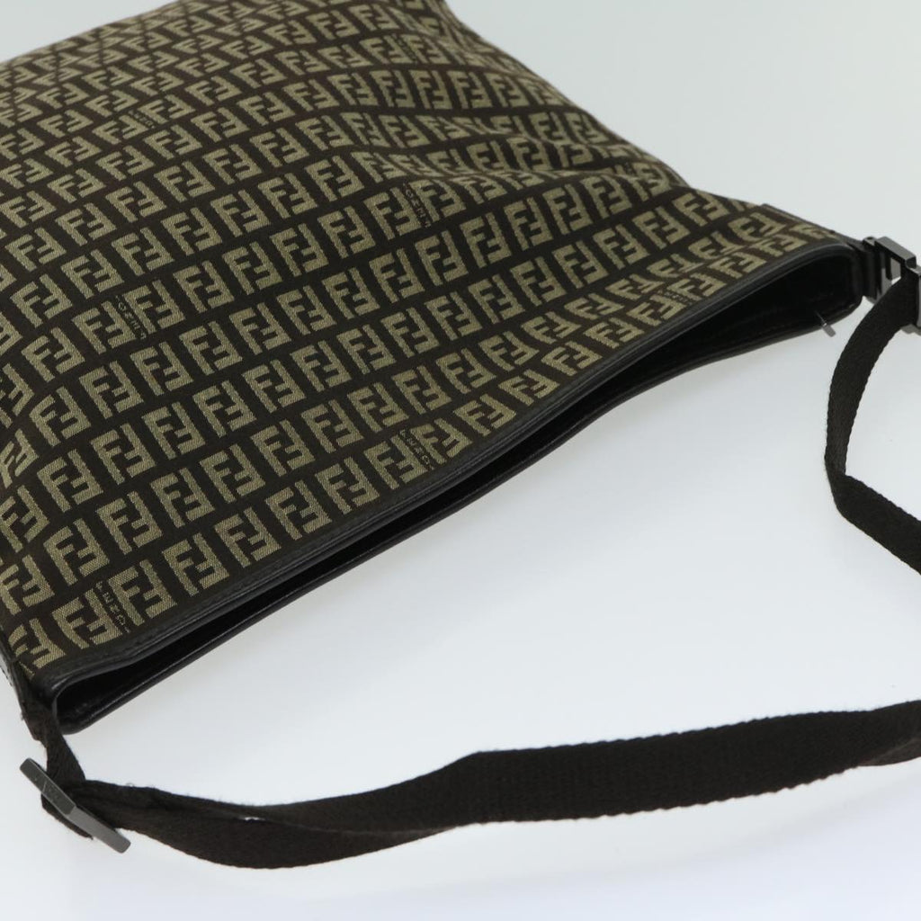 FENDI Zucchino Canvas Mamma Baguette Shoulder Bag Brownfm3245