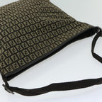 FENDI Zucchino Canvas Mamma Baguette Shoulder Bag Brownfm3245