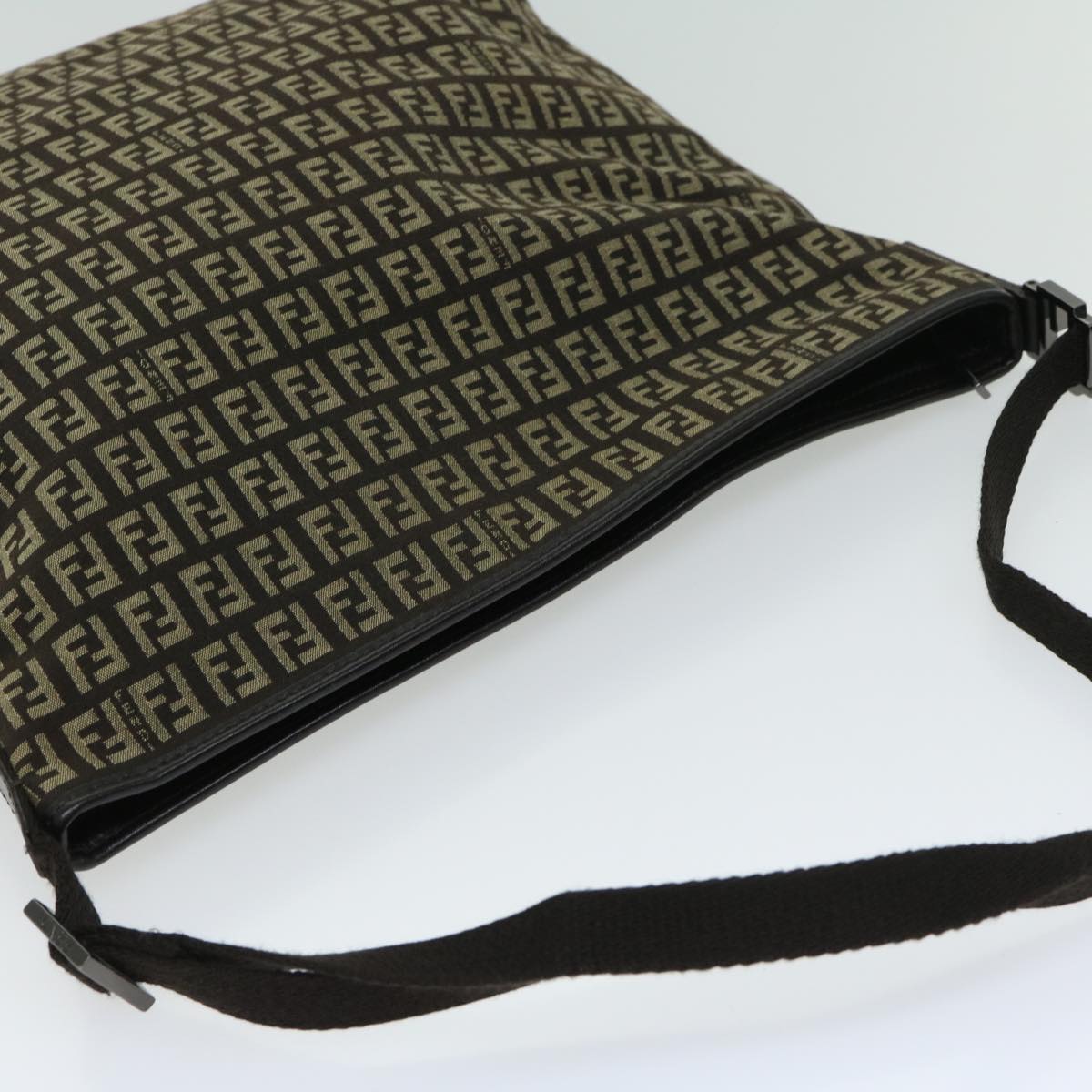 FENDI Zucchino Canvas Mamma Baguette Shoulder Bag Brownfm3245