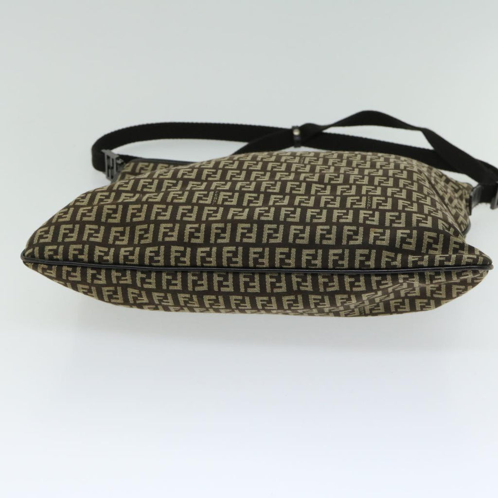 FENDI Zucchino Canvas Mamma Baguette Shoulder Bag Brownfm3245