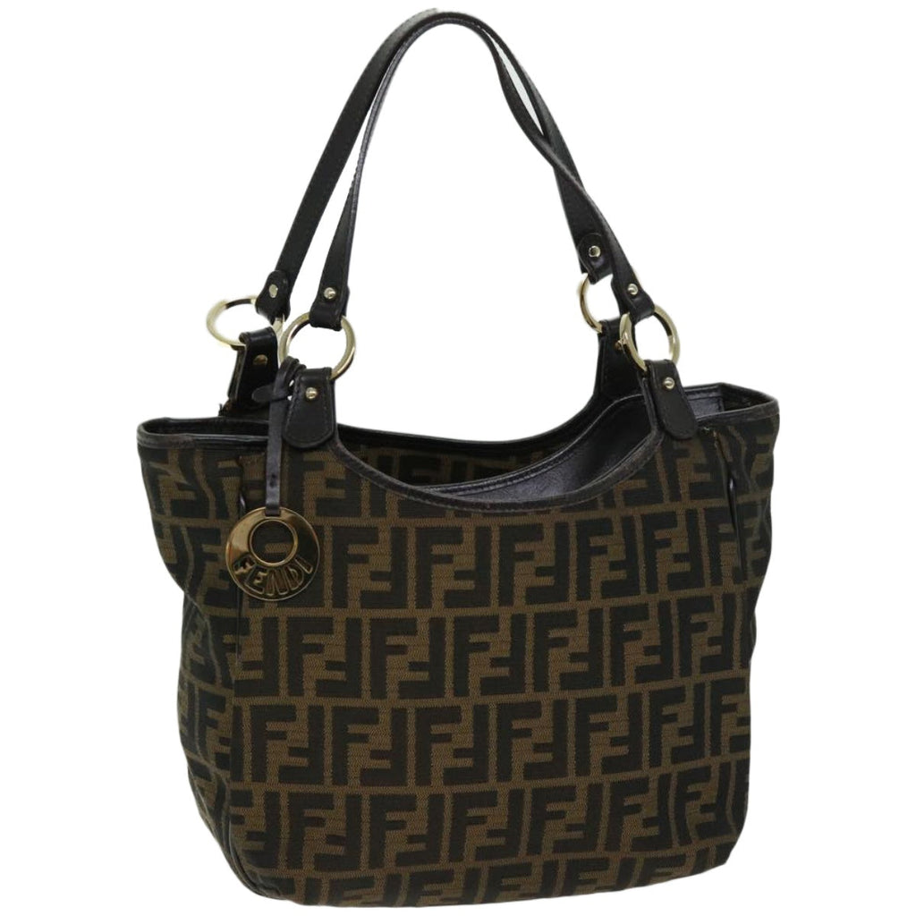 FENDI Zucca Canvas Shoulder Bag Black Brownfm3246