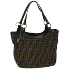 FENDI Zucca Canvas Shoulder Bag Black Brownfm3246