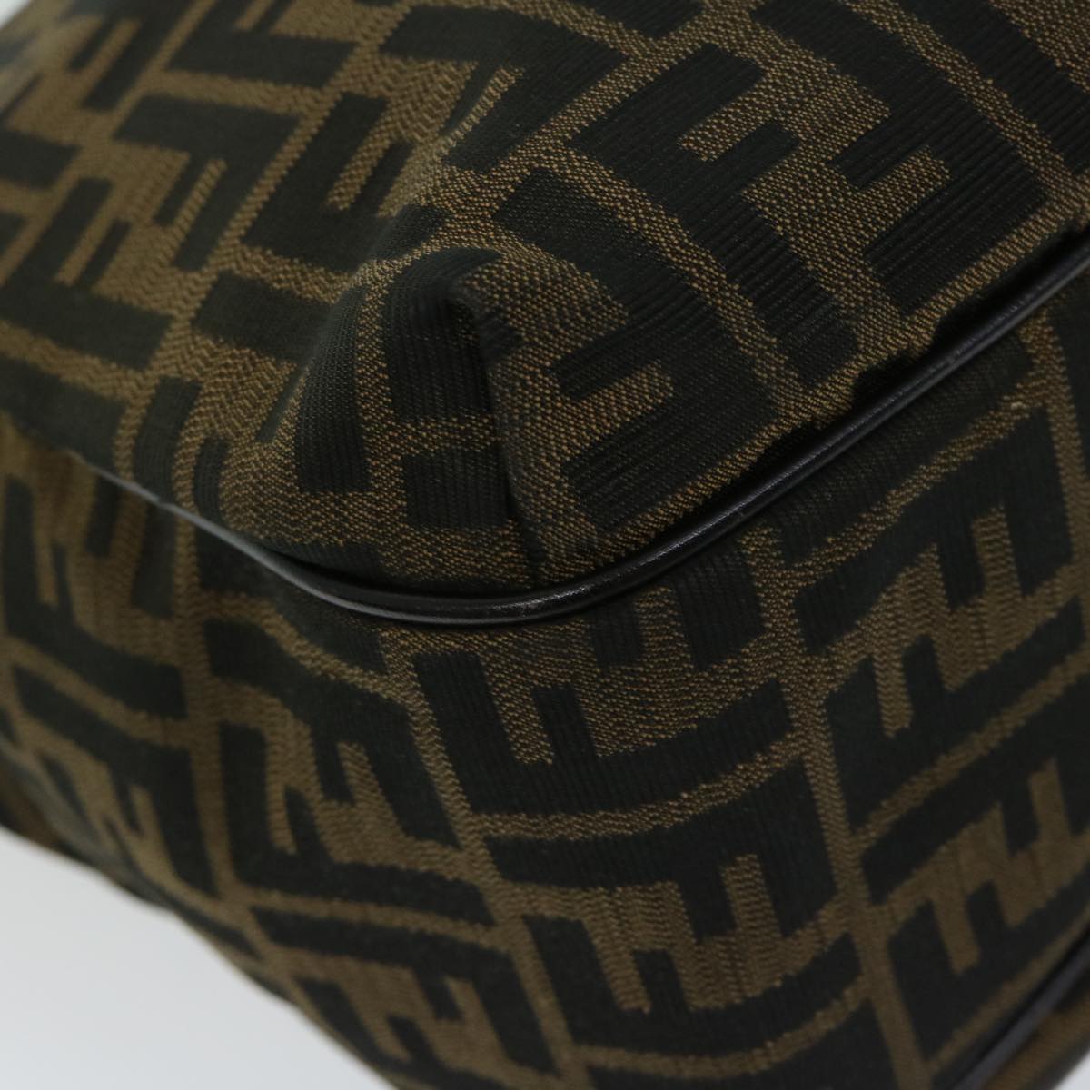 FENDI Zucca Canvas Shoulder Bag Black Brownfm3246