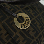 FENDI Zucca Canvas Shoulder Bag Black Brownfm3246