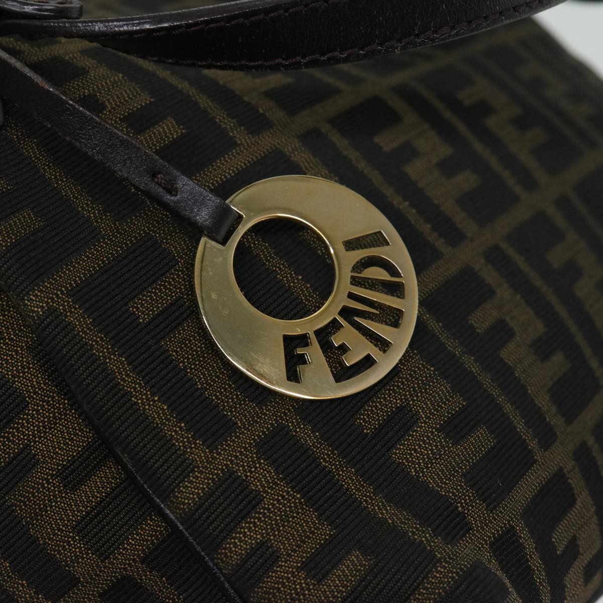 FENDI Zucca Canvas Shoulder Bag Black Brownfm3246